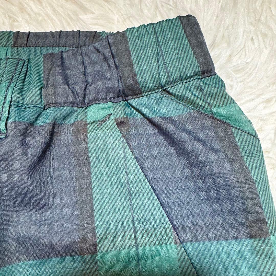未使用級 パーリーゲイツ チェック柄 蓄熱 裏起毛 ナイロンパンツ リング付 L