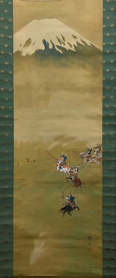 小山栄達【武者 図】絹本　掛軸　共箱