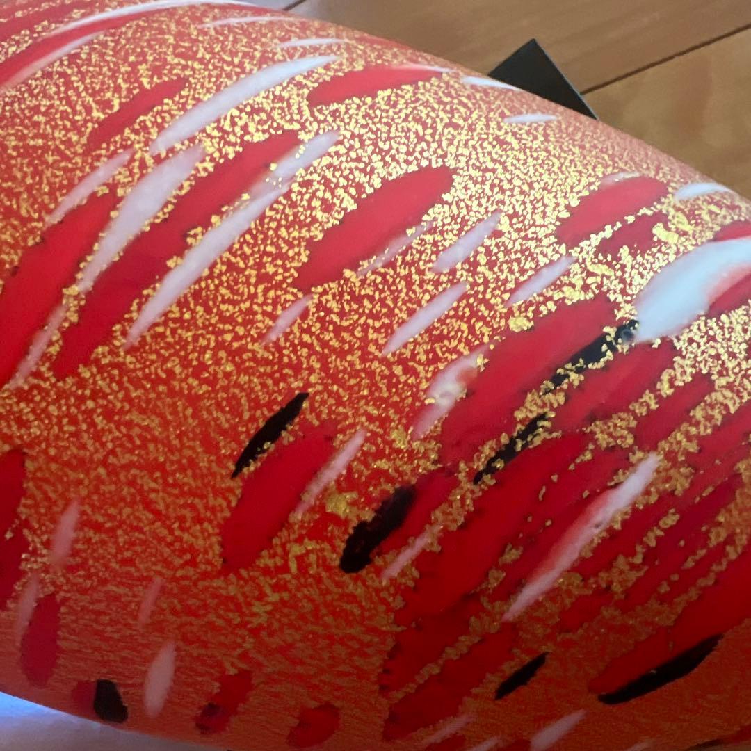 硝子工芸の人気作家岩田久利作【赤華文壺】21ｃｍ