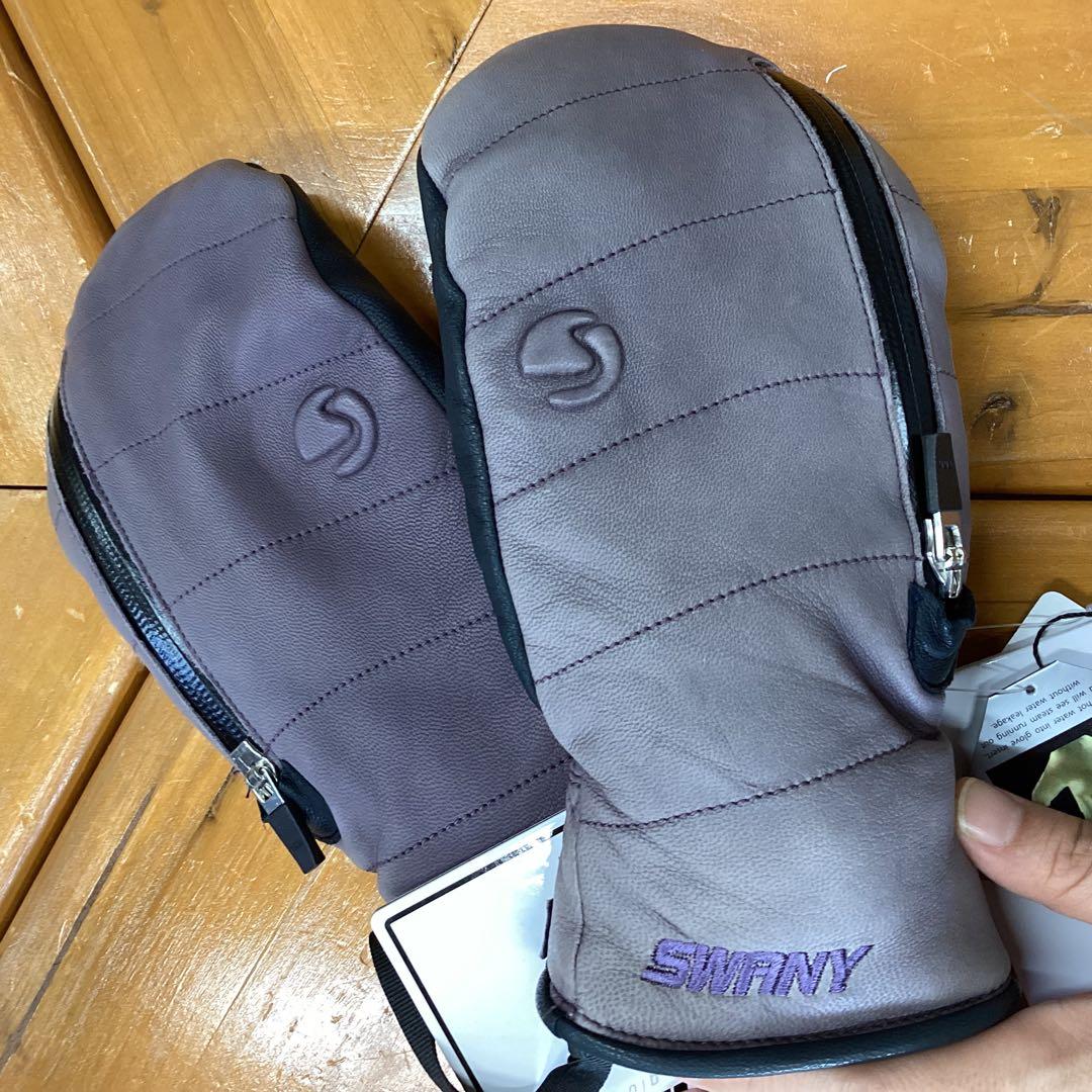 【日焼けあり】　グローブ　レザー　SWANY　レディース　スノーボード　S
