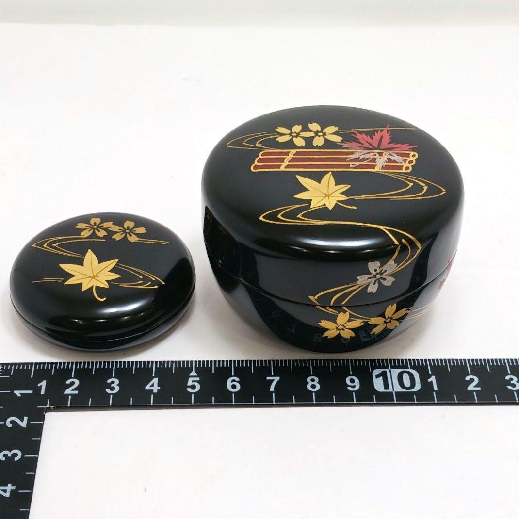 Y3336-4 茶道具 金彩 春秋流水蒔絵 棗・香合 2点セット　う