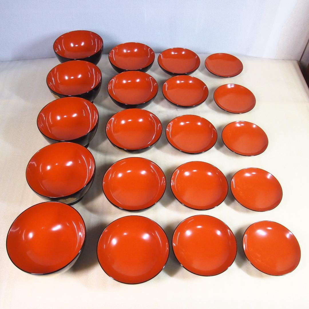 【未使用】輪島塗 熊野茂次 蔦蒔絵/蔦文 四つ椀5客 入れ子椀 布着本堅地 漆器