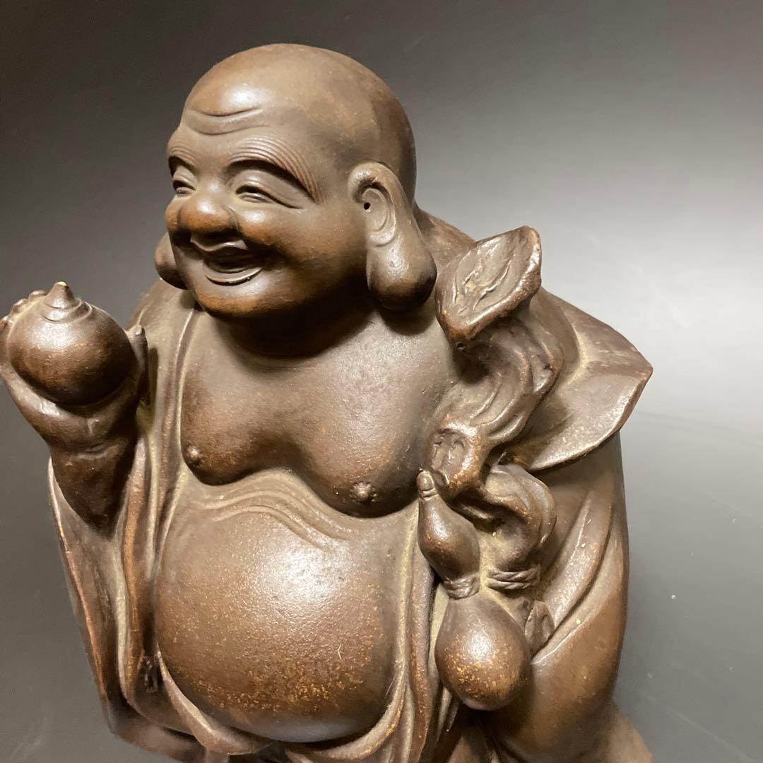 時代物　備前焼　特大　布袋様　友敬作　七福神