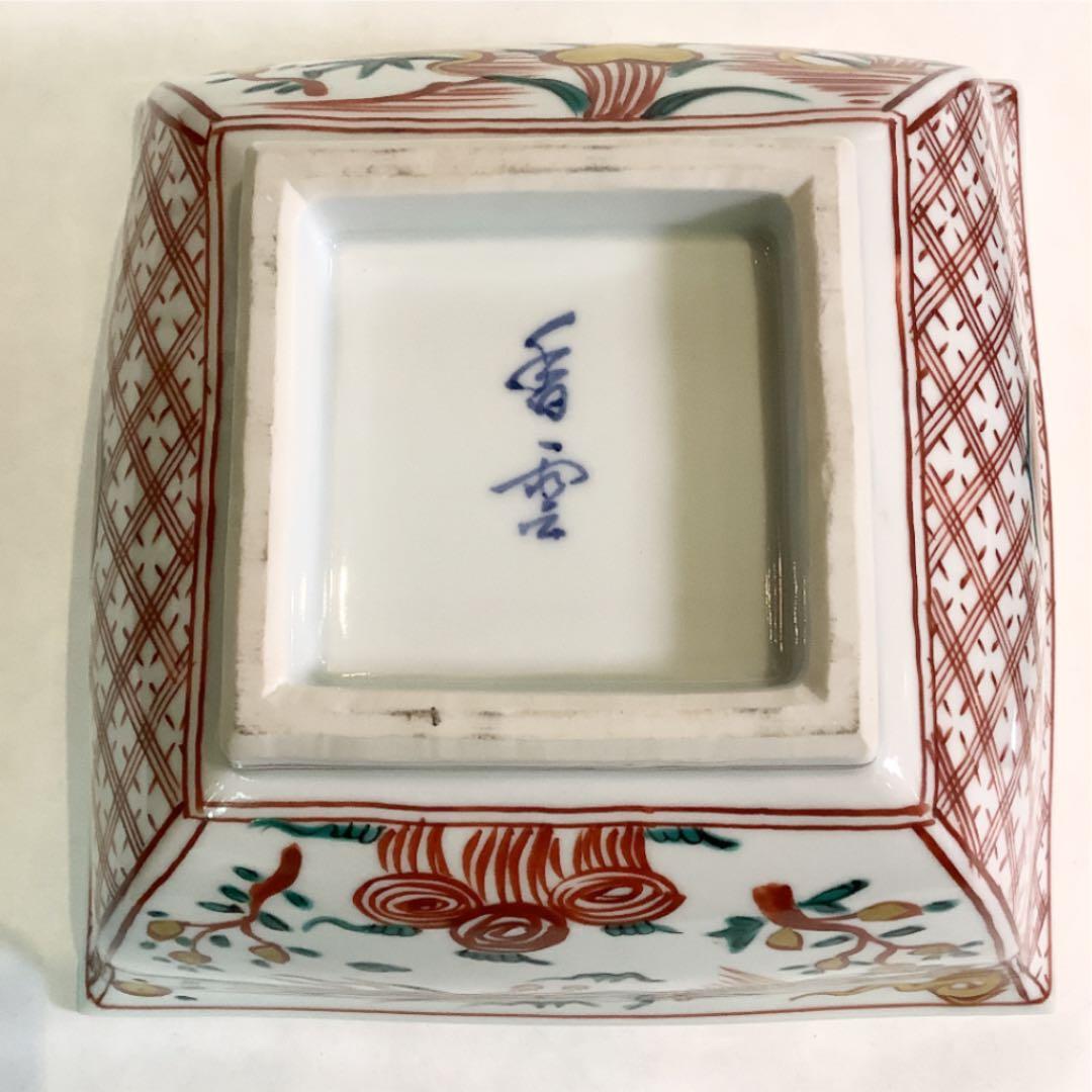【茶道具】青絵角水指　竜谷焼　香雲作
