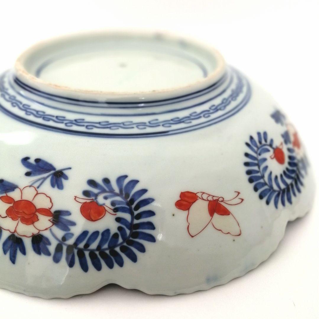 明治前期　色絵　花籠　龍と鳳凰　唐花　蝶　輪花　大鉢