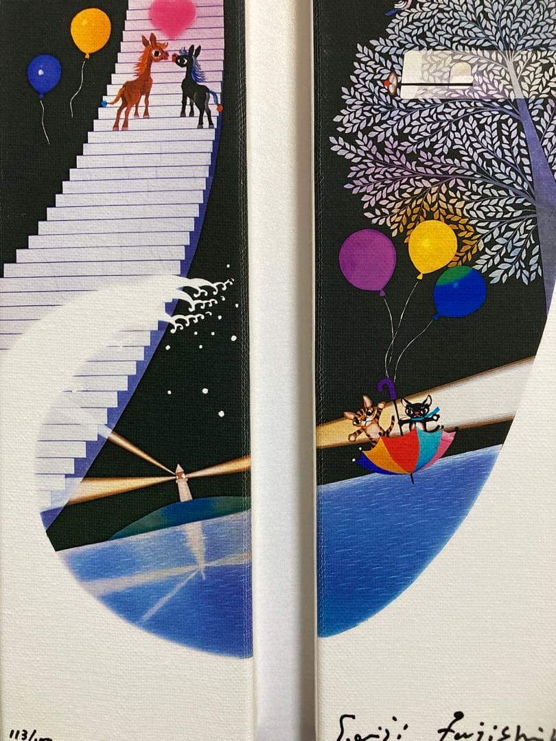 【真作保証】藤城清治 キャンバスジクレー 直筆サイン 150部限定 版画 絵画