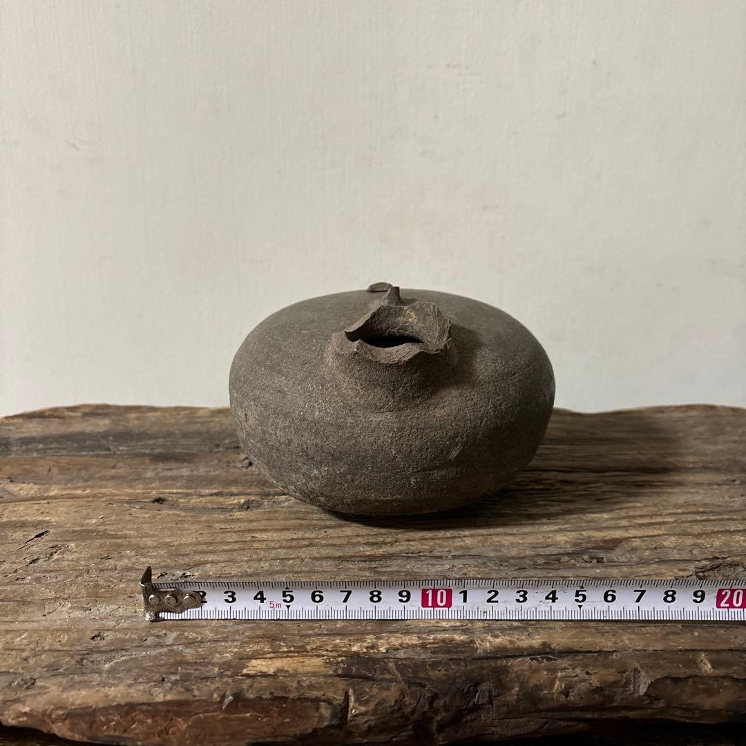 須恵器 平瓶 古美術 残欠骨董　古道具 アンティーク 酒器 花器　土器　検:李朝