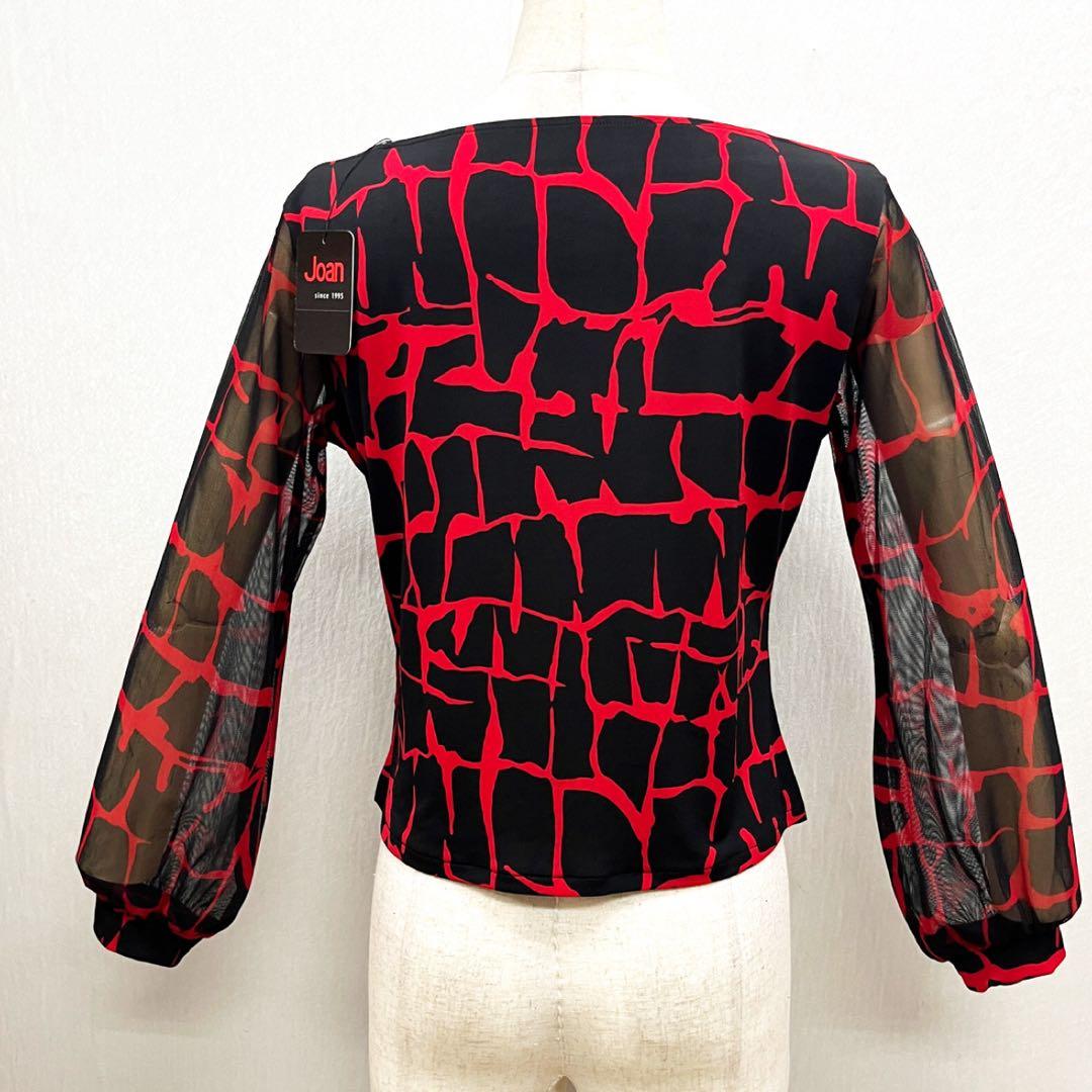 新品 JOAN トップス 黒地に赤 サイズL