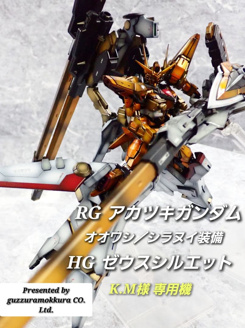 RG アカツキガンダム+HG ゼウスシルエット ガンプラ 全塗装 塗装済 完成品