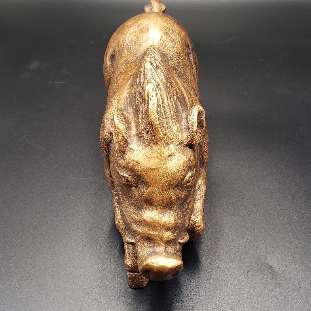⑯金属美術鋳物 亥置物 猪 美術工芸品 干支