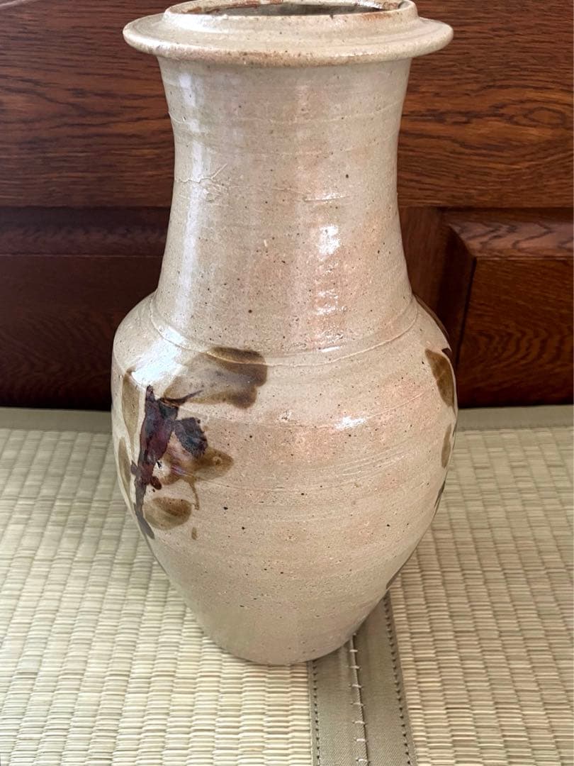 浜田庄司(濱田庄司) 鐵絵花瓶 28.5cm 共箱 鑑定済　益子 人間国宝 鉄絵