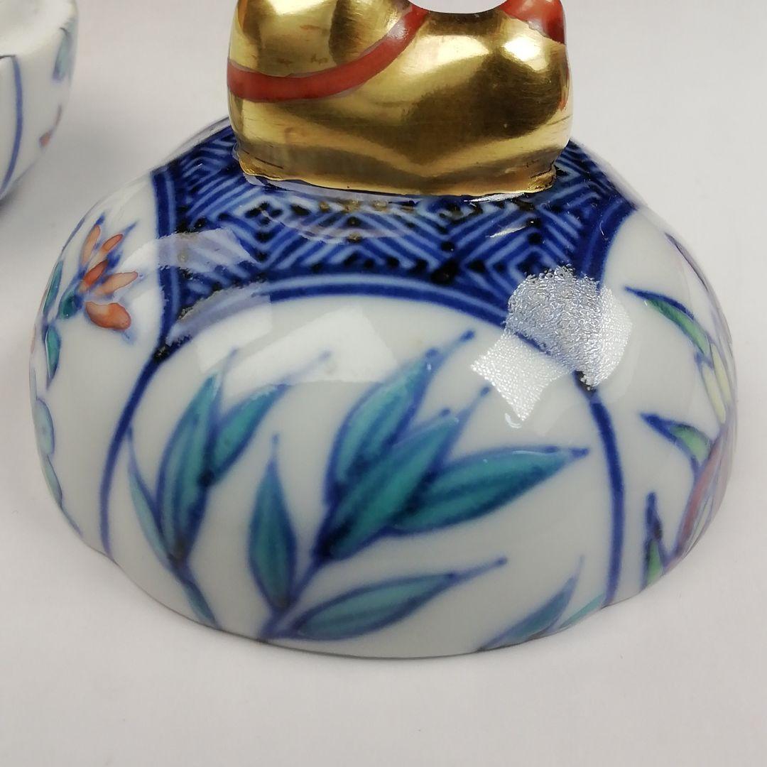 Ｔ８３９　香合　『干支　色絵　戌』『平安　高野昭阿弥 造』　共箱　茶道具
