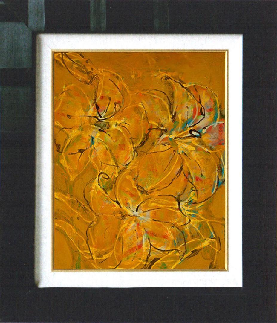 油絵 菅家令子 絵 絵画 インテリア 額付(銀) F4-090316 花 ゆり