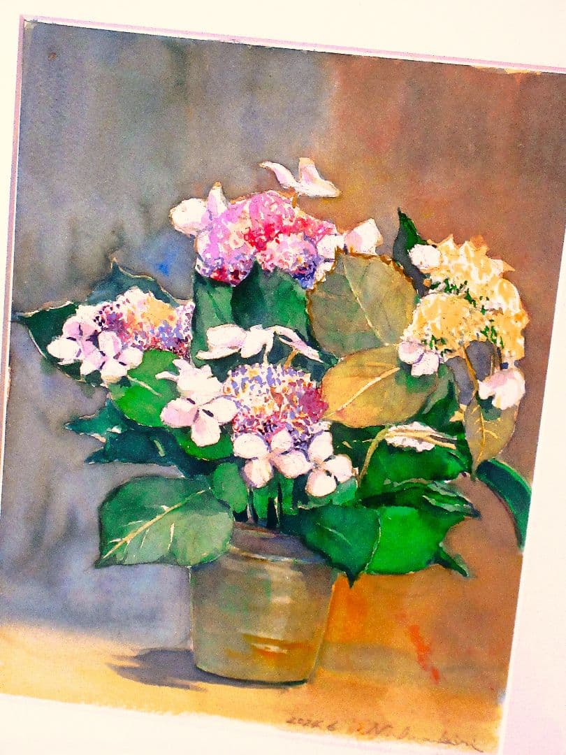水彩画の花瓶 額装済み F6サイズ