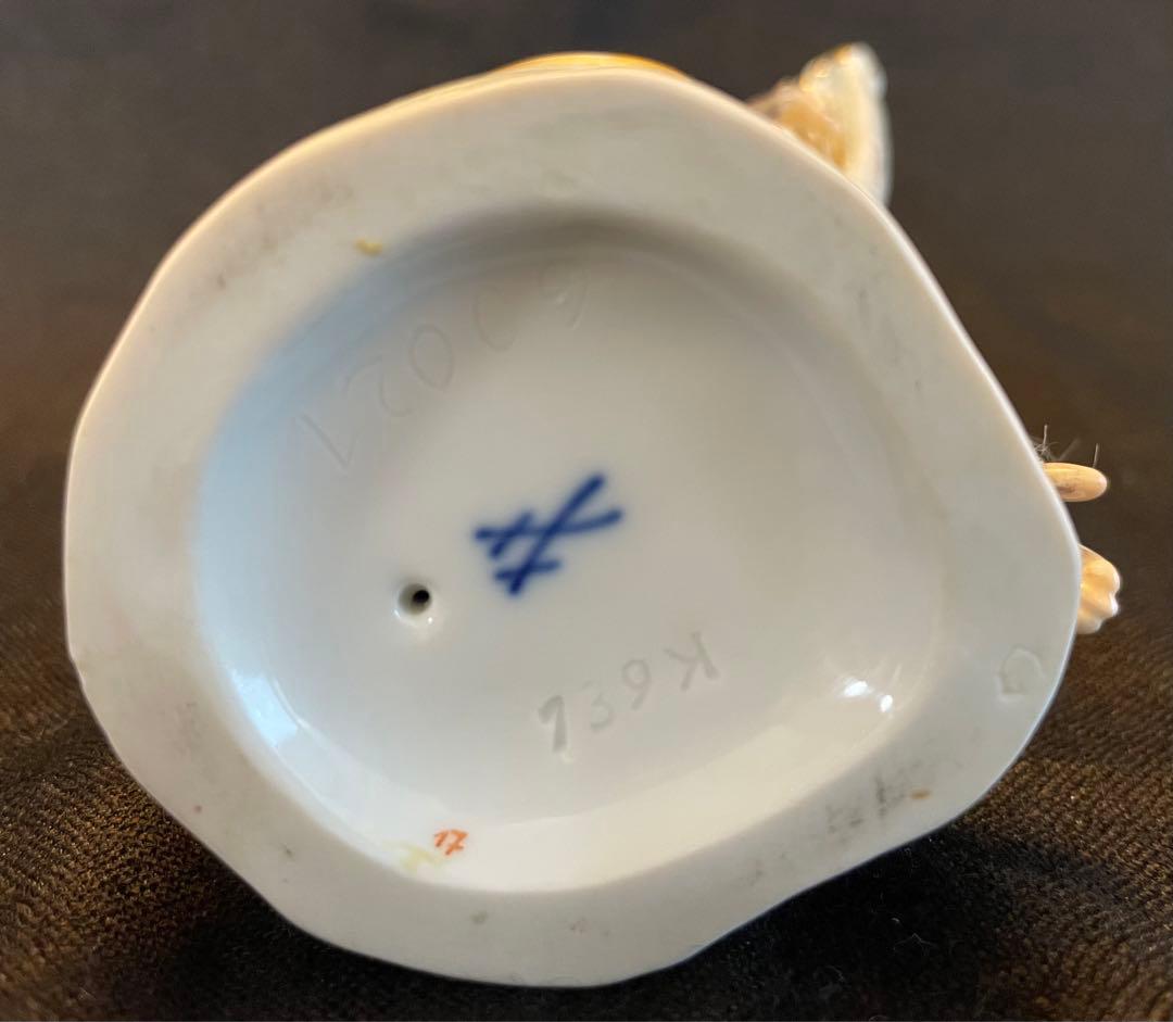 【美品】マイセン 猿の楽団 ハープ イエロー/ピンクドレスフィギュリン 1級品