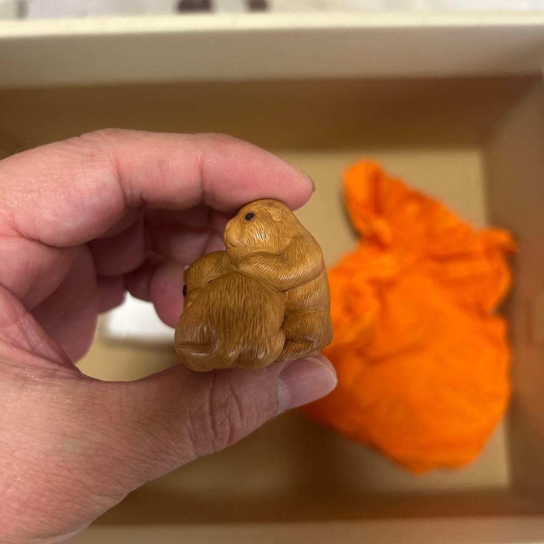 根付　親子犬