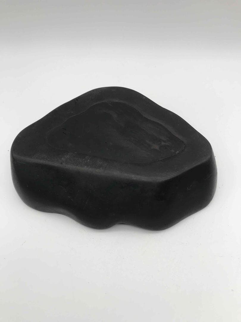 古端渓硯　清時代　蓮型硯　唐木蓋付き　極上品　時代物　初出し物(A-56)
