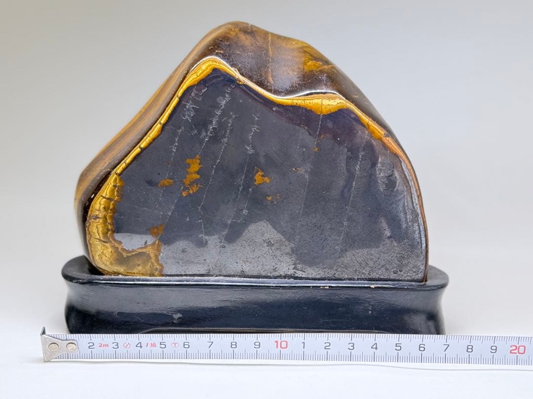N 鑑賞品 美品 虎目石飾台付 1.4kg 宝石