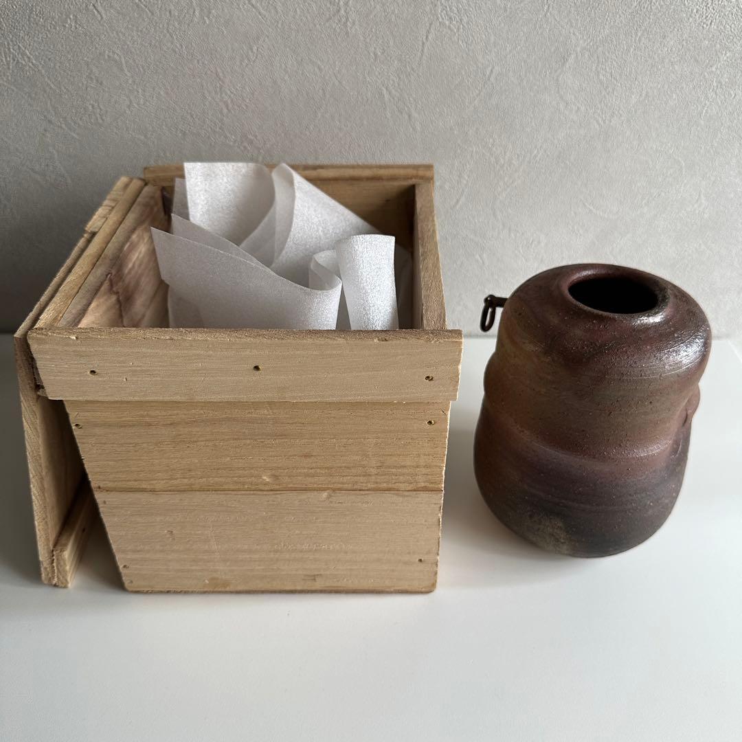 浦上善次 備前 緋襷 掛花入 合わせ箱