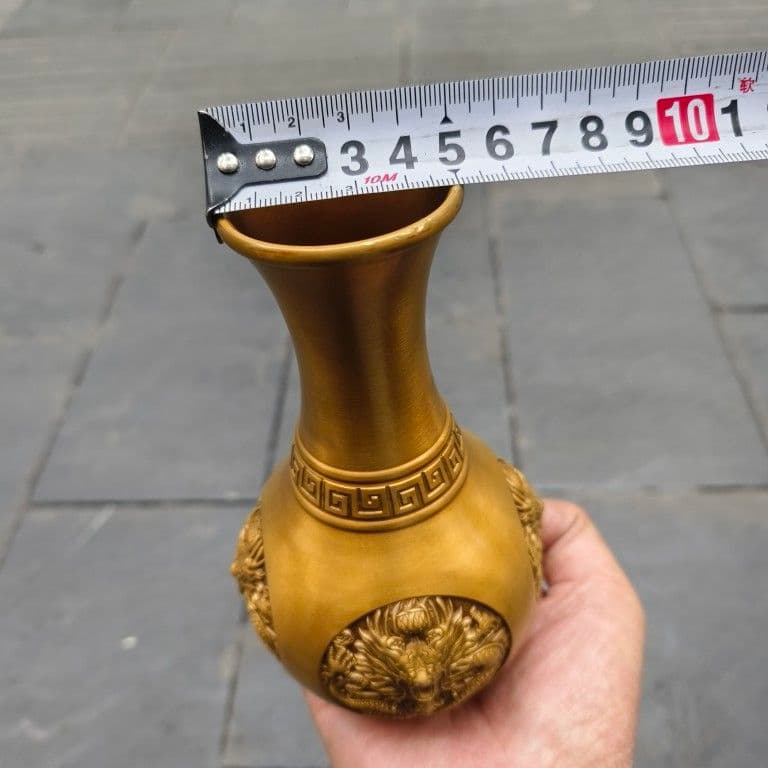 銅器 浮彫龍花瓶 銅花瓶 仏堂花瓶 事務室 応接間 工芸品 置物
