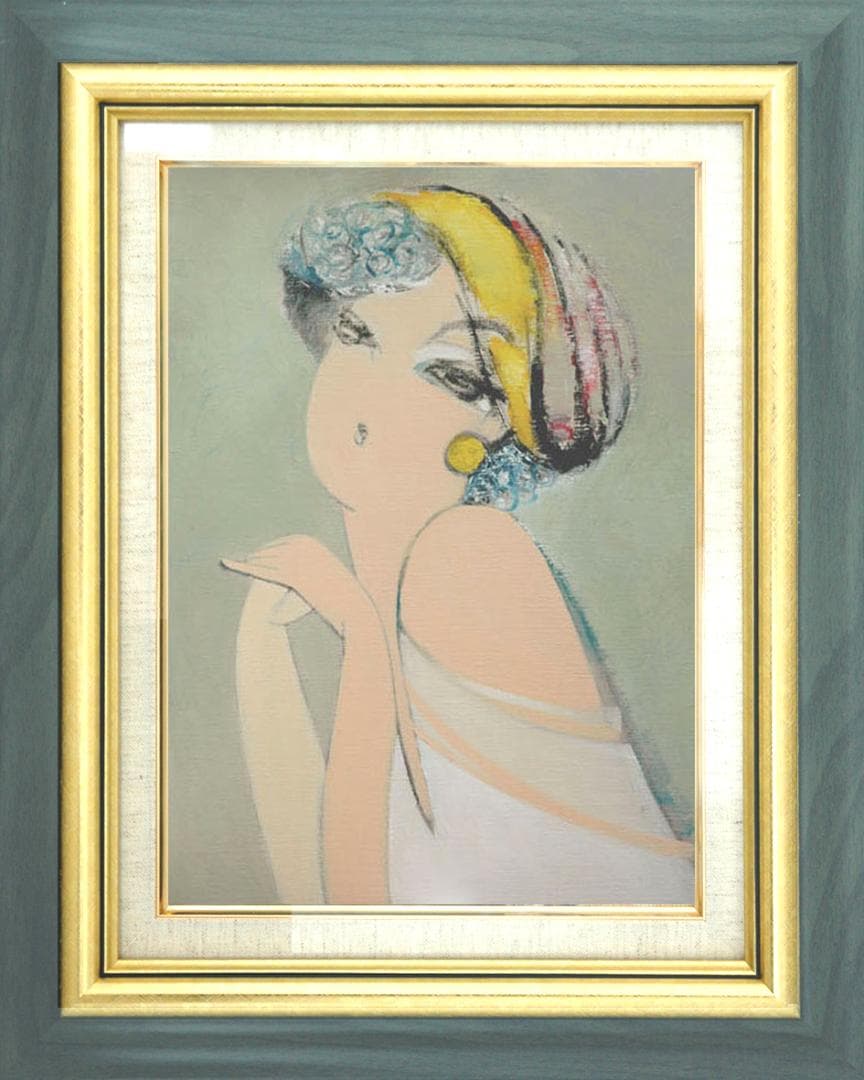 油絵 菅家令子 絵 絵画 インテリア 額付(白) F6-082811 人物 女性