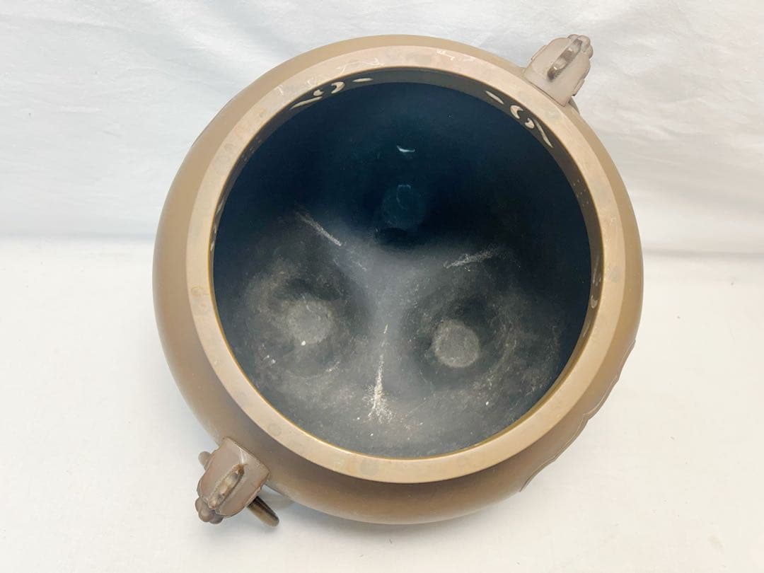 美品 茶道具 唐銅鬼面風炉 真形釜添 野々田製電熱器 敷板3点セット 紙箱