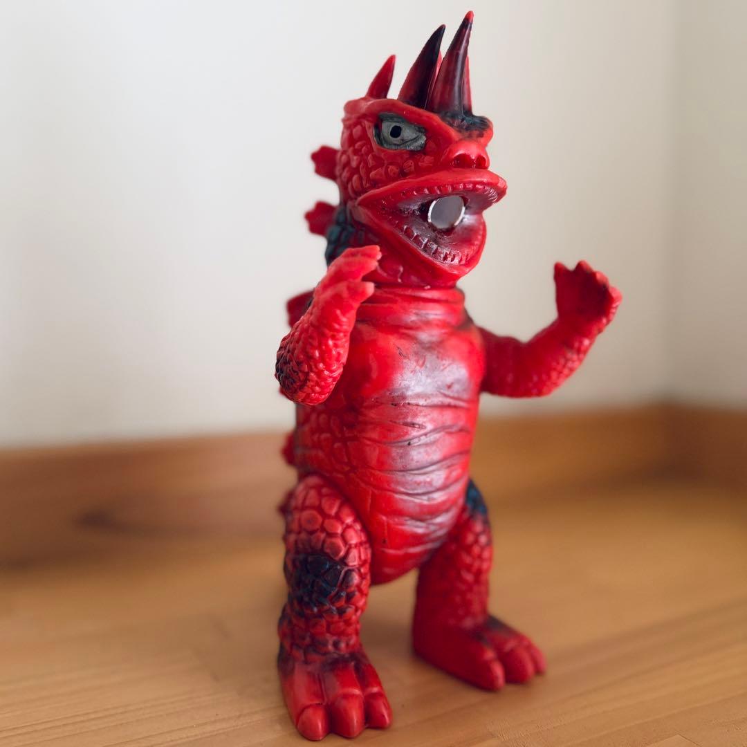 【無版権】六本角 火吹き怪獣 ソフビ 当時物
