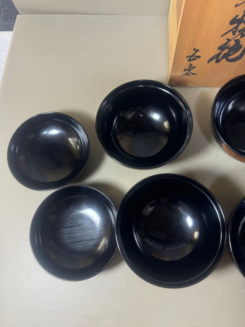 2547 会津塗り お吸い物椀　5客　未使用