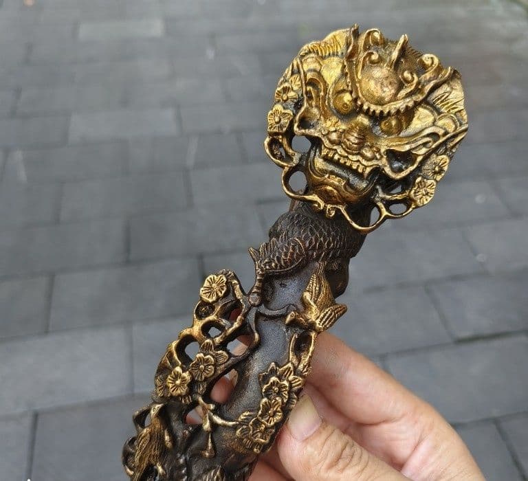 銅 細工 龍如意 開運 風水 招財 置物 工芸品