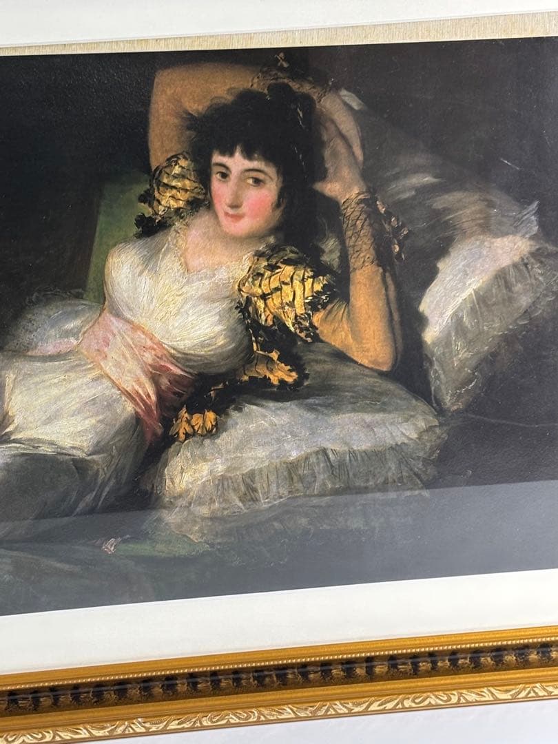 印刷複製画　 フランシスコ•デ•ゴヤ着衣のマハ婦人木製額縁 絵画 美術工芸画