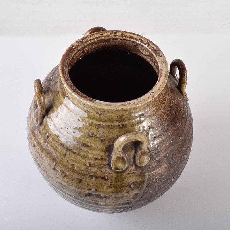 信楽焼　古信楽　四耳茶壺　葉茶壺　時代箱　C　R7759C