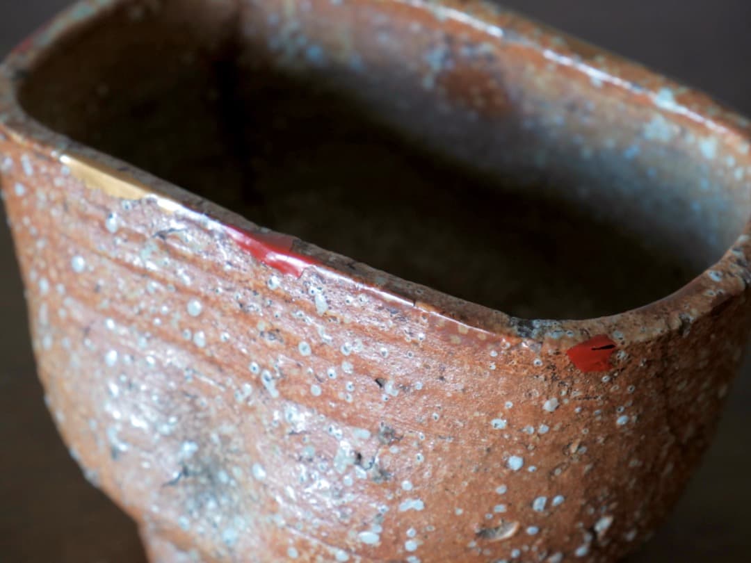 信楽焼　鉢物　水差し　水指　茶道具　古民藝　修繕あり　箱付　古道具　Q2219