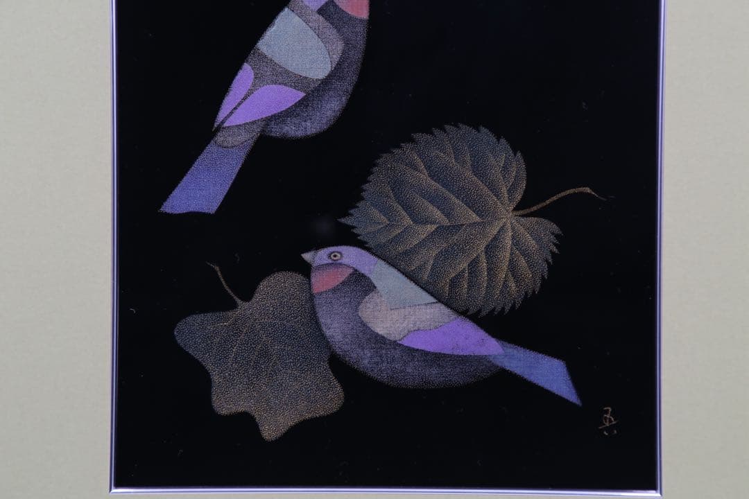 輪島塗　三谷吾一　パネル　鳥