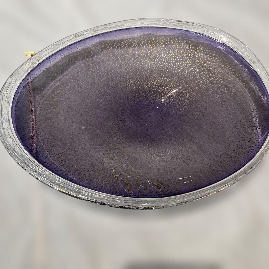 ガラス大皿　紫色の渦巻き模様　 　　小宇宙