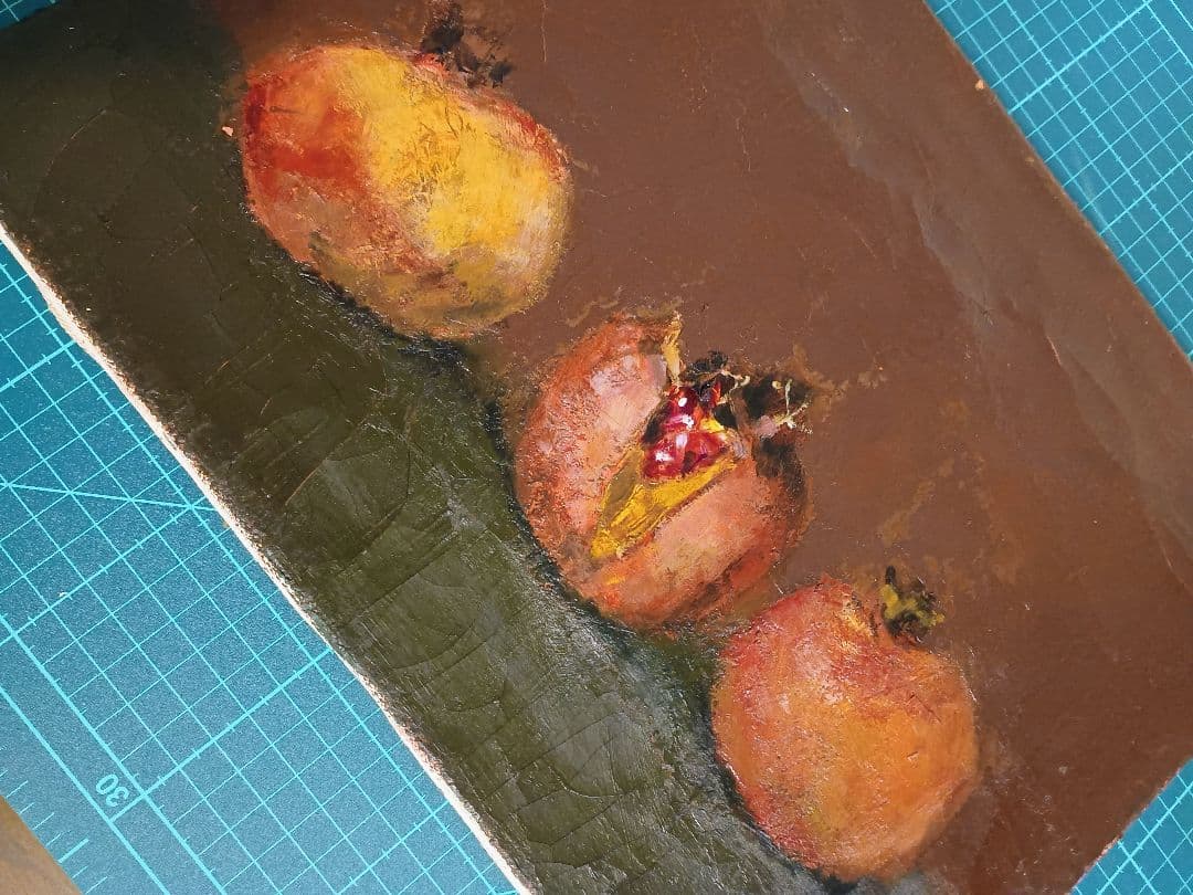 内田武夫 油絵肉筆 ざくろ