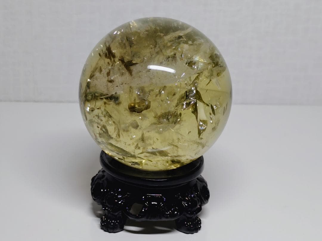 シトリン 473g 水晶 丸玉 スフィア 原石 鑑賞石 自然石 誕生石 鉱石
