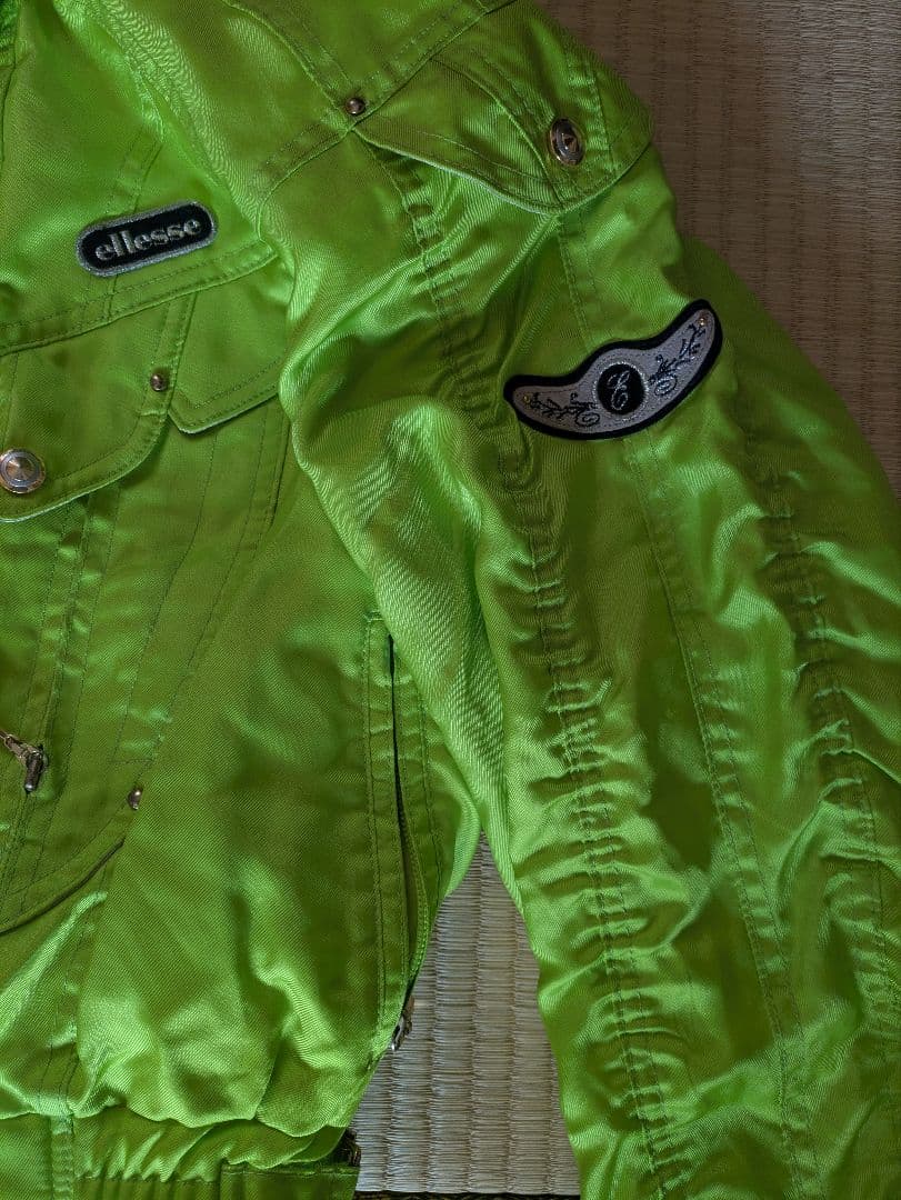 ellesse 蛍光グリーンジャケットと黒オーバーオールセット＆ブーツLEＣＯＱ