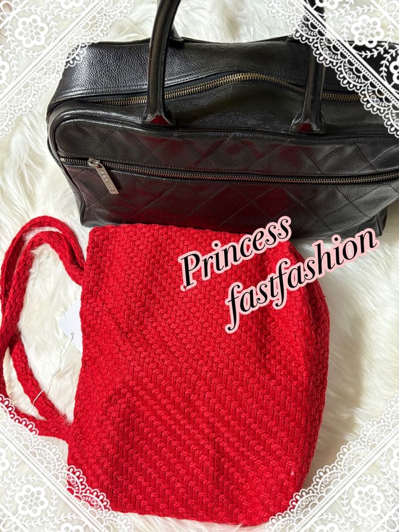 ケ*ン様 シャネル CHANEL ニット編み レッド＆ブラック スパンコール ト