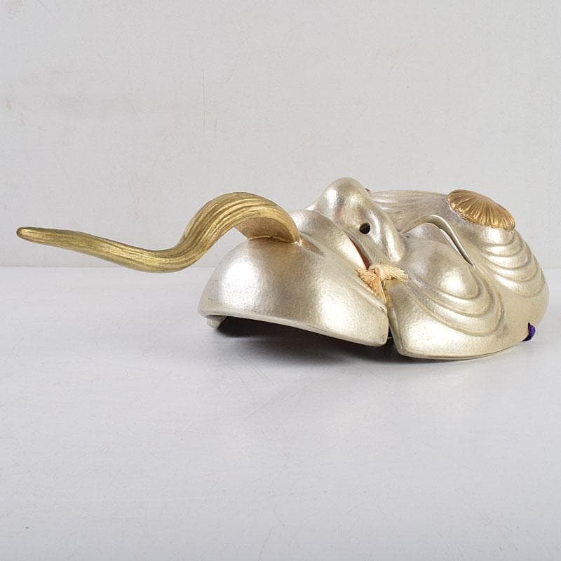 金工師　星野光義作　朧銀　能面　翁面　共箱　D　R8852B