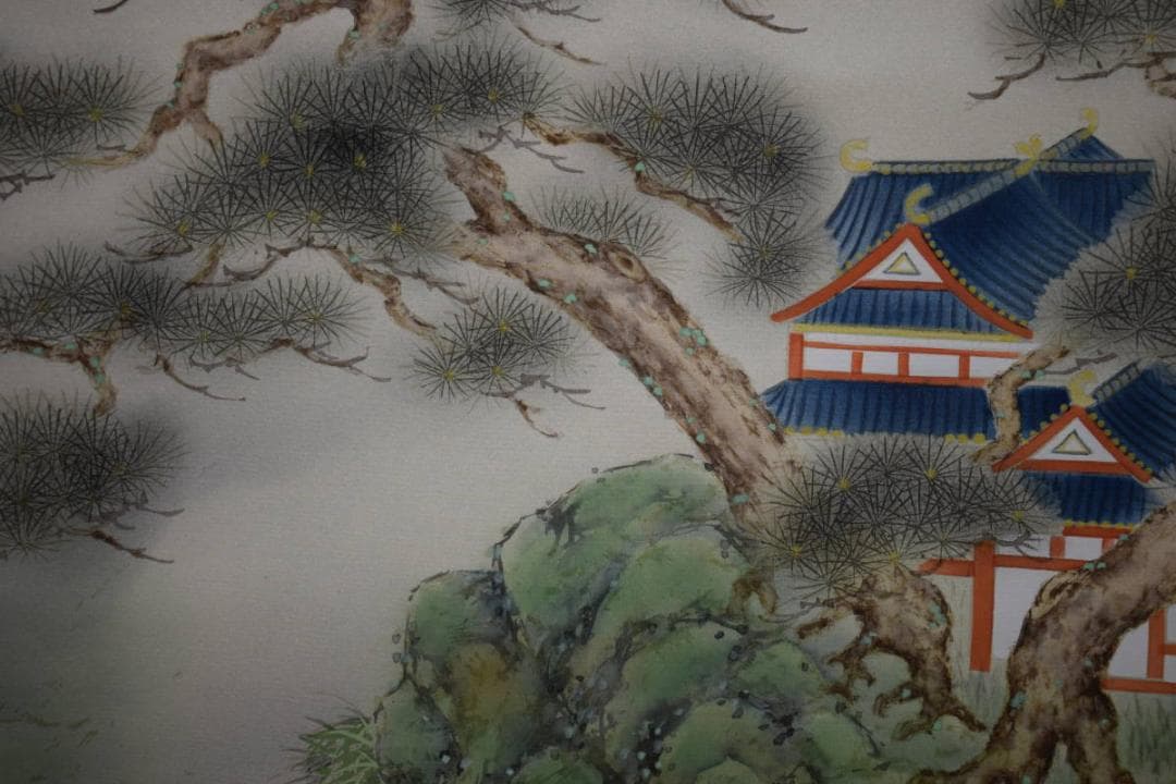 真作/國井幸雪/国井幸雪/蓬莱山図/桐共箱二重箱付/布袋屋掛軸HG-44
