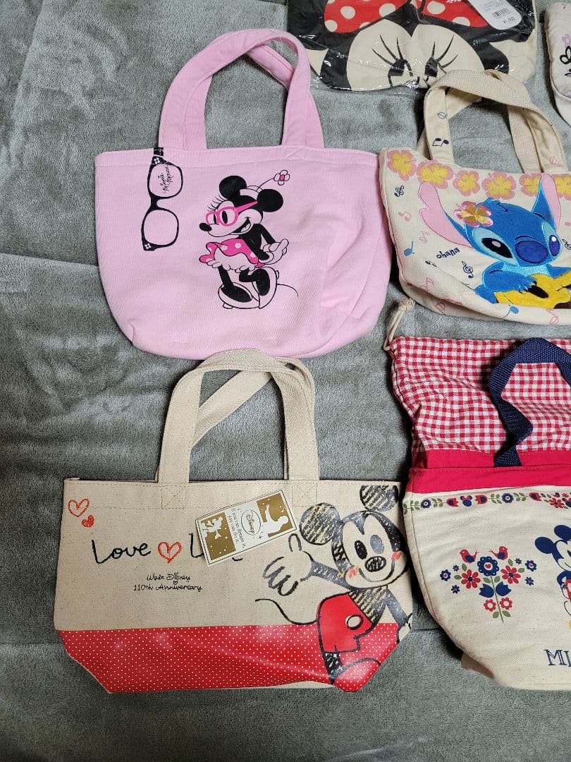 Disney キャラクター 小型トートバッグ & タオルハンカチ まとめ売り