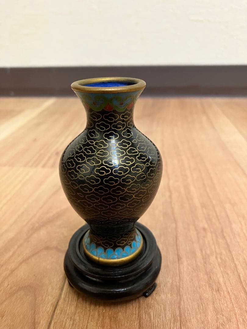七宝焼　景泰藍　花瓶　2客　時代物　古美術　美術品　骨董品　古物　アンティーク