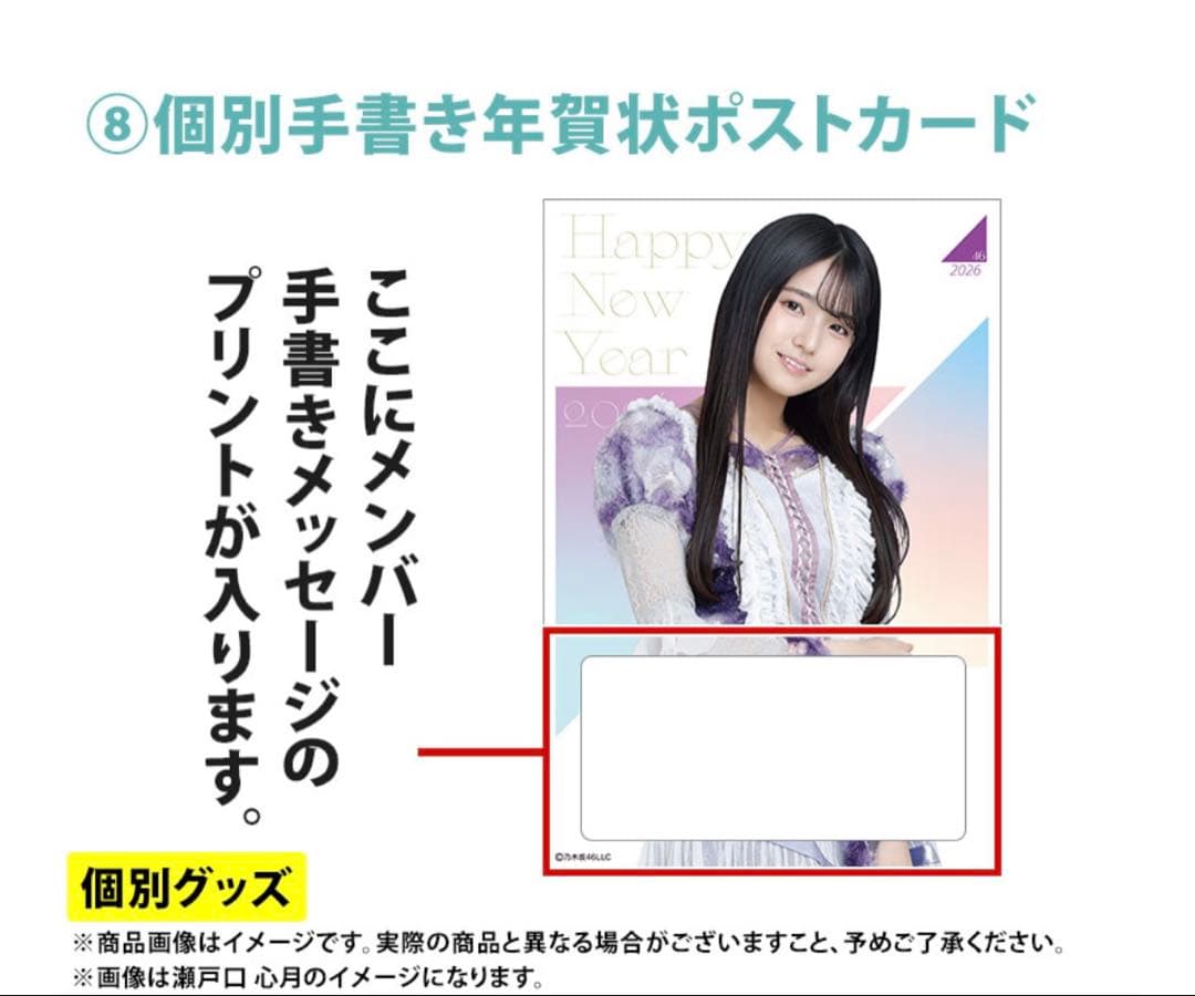 乃木坂46 2026年福袋A B C 19点　中西アルノ