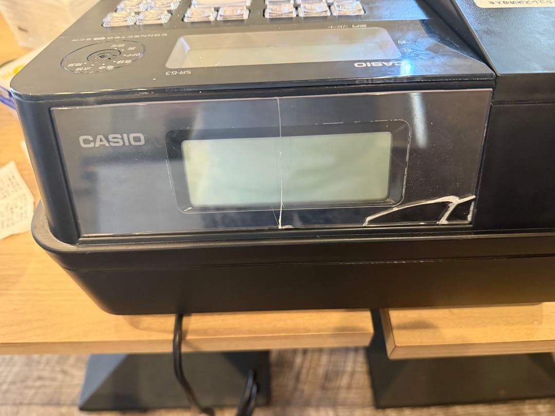 CASIO SR-G3-EX レジスター・レジロール7個付き（アクリルに割れあり
