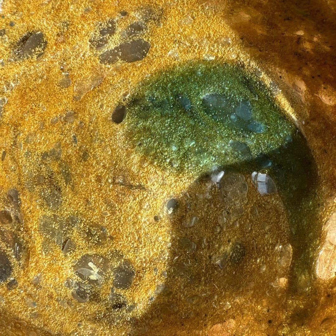 稲嶺盛吉.深皿.茶泡ガラス.未使用品.刻印なし