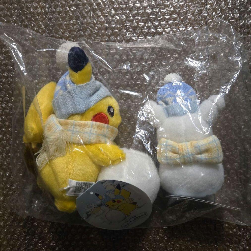 ポケモン ピカチュウ ゆきだるま ぬいぐるみ 2点 雪だるま