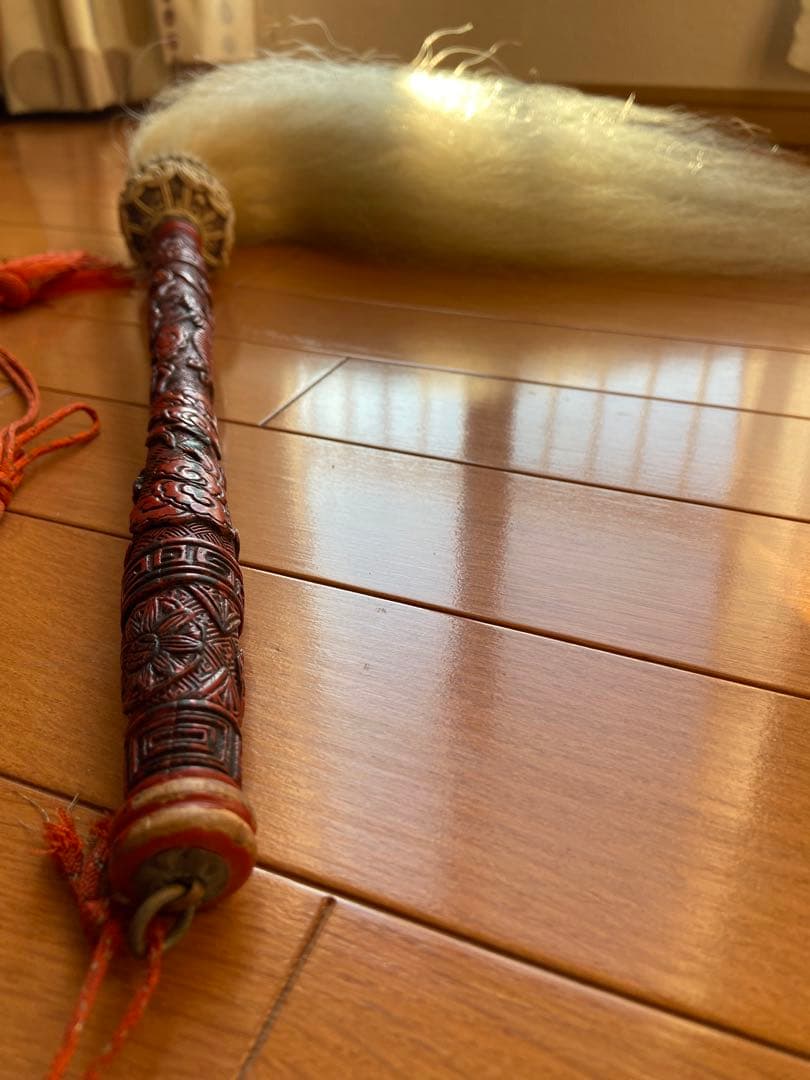 お寺　仏教用品　縁起物　払子　堆朱　古美術　龍紋　木彫り　鎌倉彫り