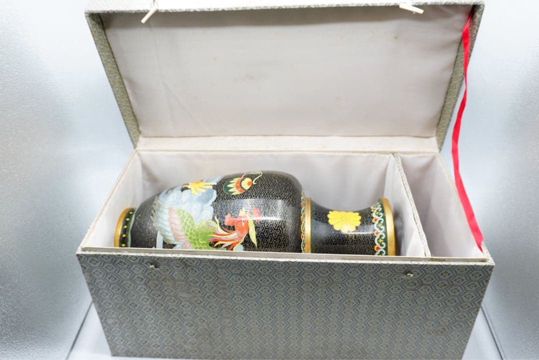 中国古玩 七宝龍鳳瓶　天皇皇后即位十周年記念