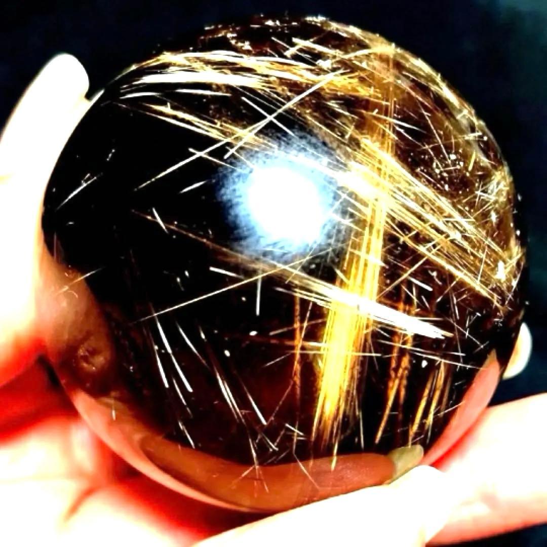 超絶綺麗✨50mm ゴールドルチルクォーツ　丸玉　スフィア　金針水晶