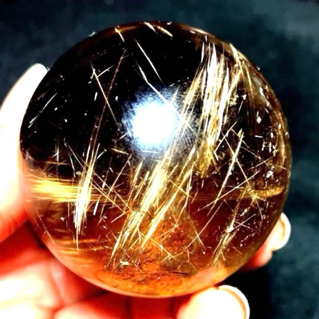 超絶綺麗✨50mm ゴールドルチルクォーツ　丸玉　スフィア　金針水晶